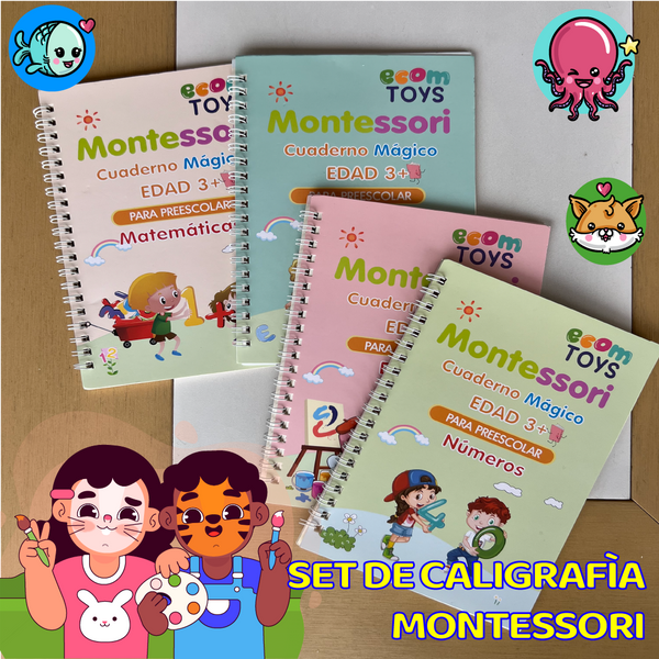 SET DE 4 LIBROS DE CALIGRAFÍA MONTESORI