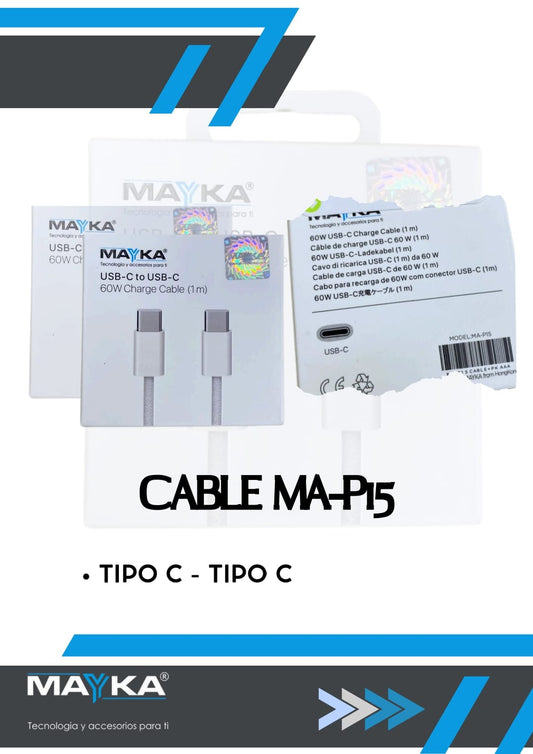 CABLE IPHONE MAYKA TIPO C A TIPO C 60W