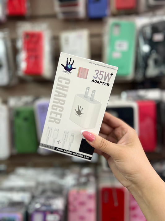 CARGADOR AMERICAN IPHONE 2 EN 1 35W