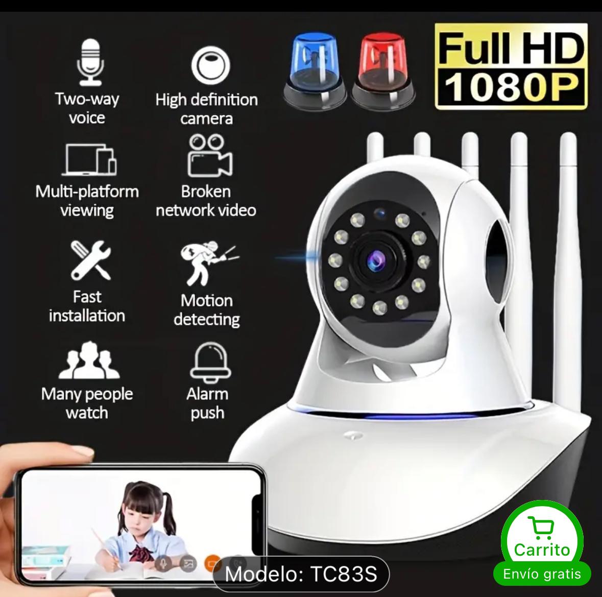 Camara Robotica Ip 5 Antenas V380 Nocturna Wifi 360