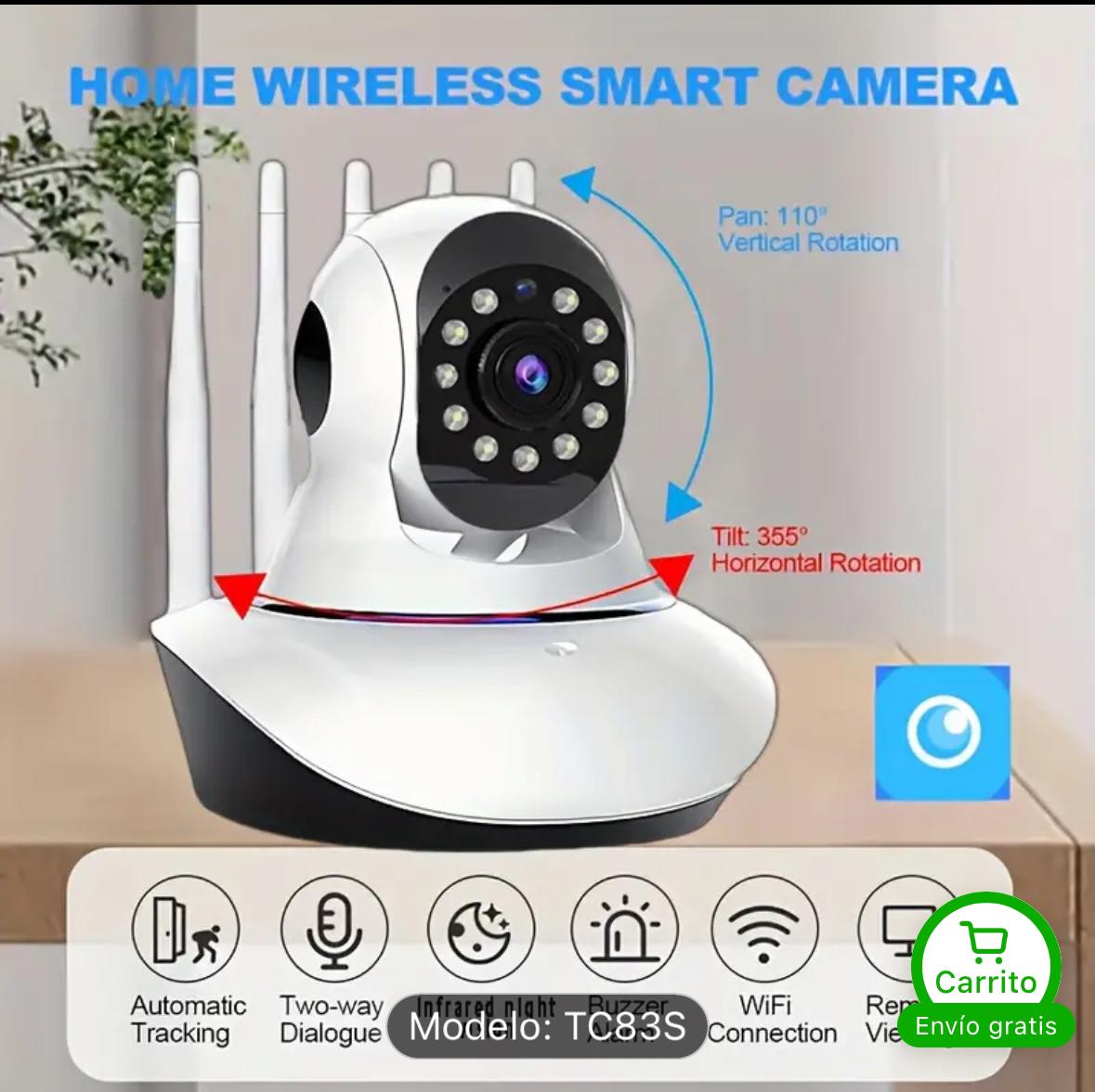 Camara Robotica Ip 5 Antenas V380 Nocturna Wifi 360