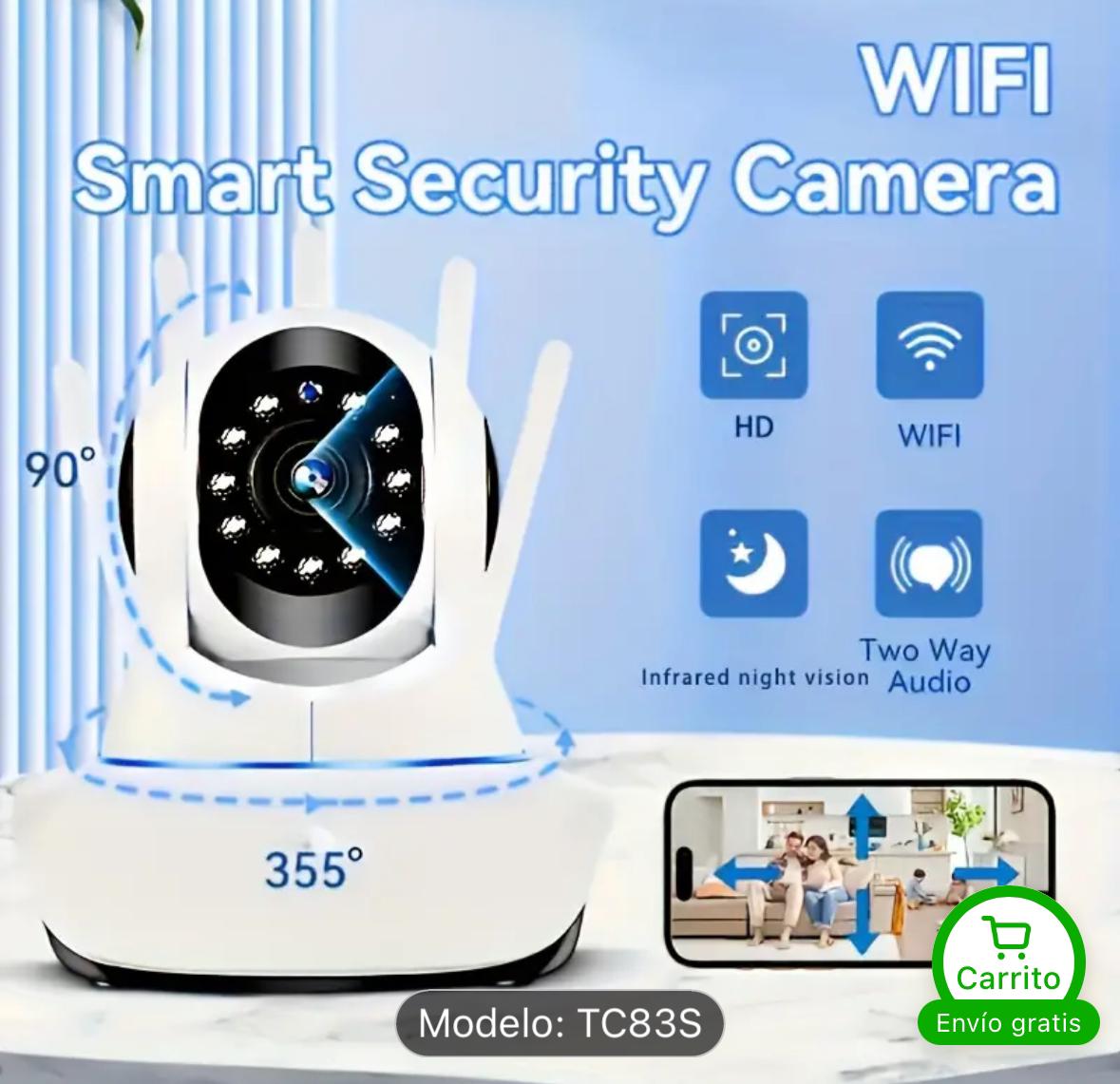 Camara Robotica Ip 5 Antenas V380 Nocturna Wifi 360